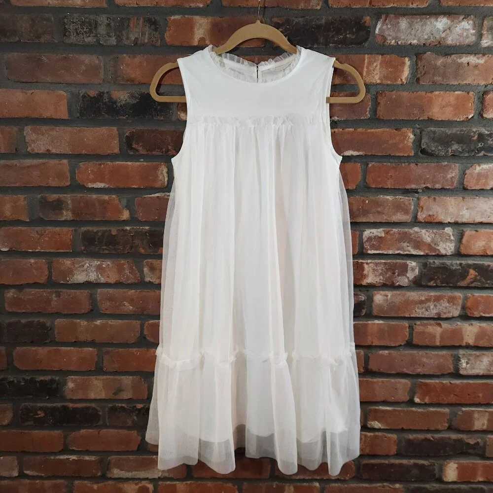 Mango Kids Ruffled Sleeveless Tulle Midi Dress Cottagecore Party Girls 13-14 NWT